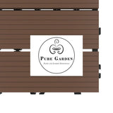 Pure Garden 12 in. x 12 in. Brown Outdoor Interlocking Slat Polypropylene Patio and Deck Tile Flooring (Set of 6)