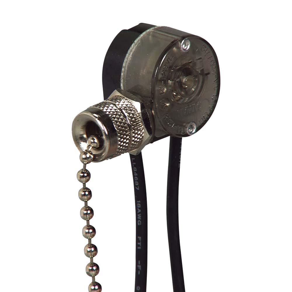 3 Amp Single-Pole Single Circuit Pull-Chain Switch - Nickel (1-Pack) - Super Arbor