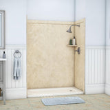 Royale 36 in. x 60 in. x 80 in. 11-Piece Easy Up Adhesive Alcove Bathtub/Shower Wall Surround in Calacatta White - Super Arbor