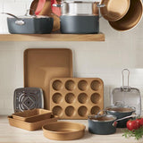20-Piece Aluminum Ti-Ceramic Nonstick Cookware and Bakeware Set in Graphite