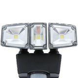 NATURE POWER Triple COB Black Outdoor Solar Motion Activated Security Flood Light with Integrated LED