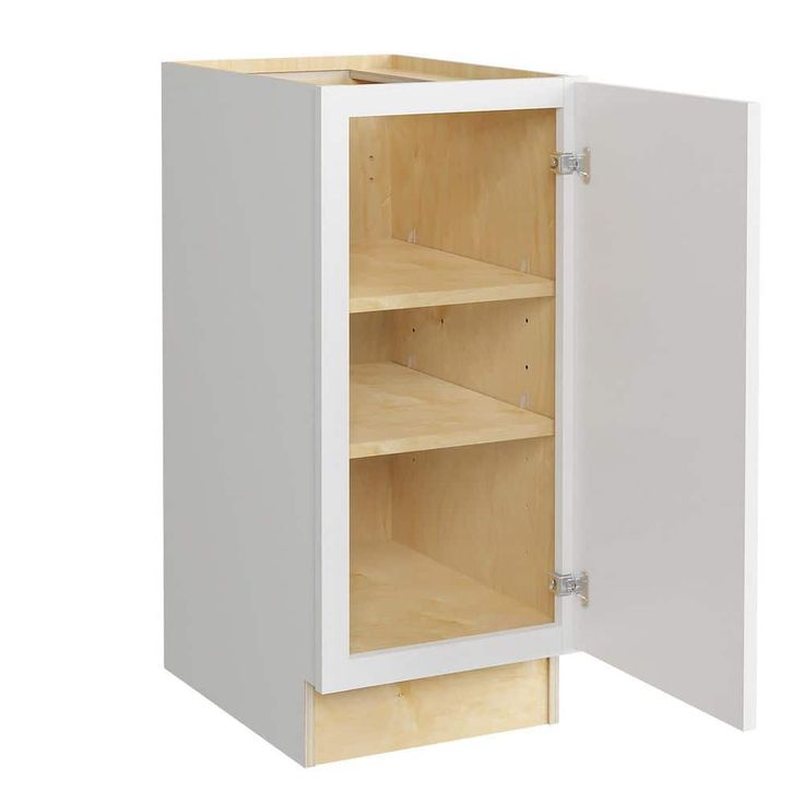 Home Decorators Collection Grayson 15 in. W x 24 in. D x 34.5 in. H Assembled Plywood Full Height Door Base Kitchen Cabinet in Pacific White RH