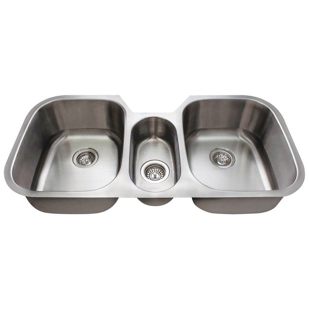 Undermount Stainless Steel 43 in. Triple Bowl Kitchen Sink - Super Arbor