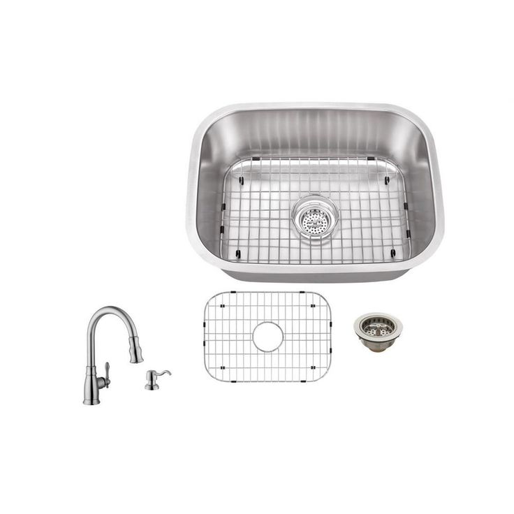 All-in-One Undermount 18-Gauge Stainless Steel 24 in. 0-Hole Single Bowl Bar Sink with Pull Out Faucet