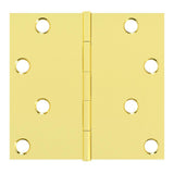4 in. Brass Residential Door Hinge with Square Corner Removable Pin Full Mortise (9-Pack) - Super Arbor