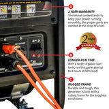 Tomahawk Power 4000-Watt Gas Powered Recoil Start Portable Generator with 7 HP Engine