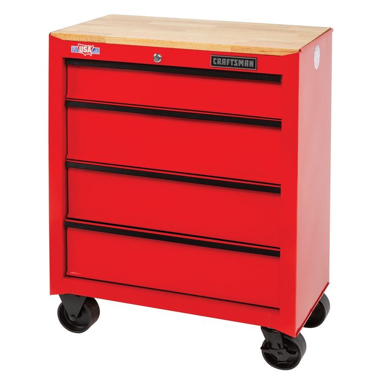 CRAFTSMAN 1000 Series 26.2-in L x 32.5-in H 4-Drawers Rolling Red Wood Work Bench