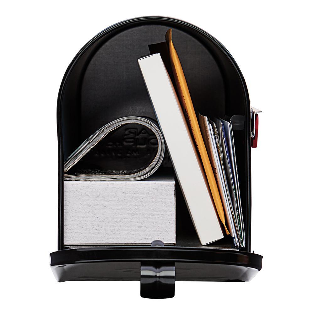 Elite Medium, Steel, Post Mount Mailbox, Black - Super Arbor