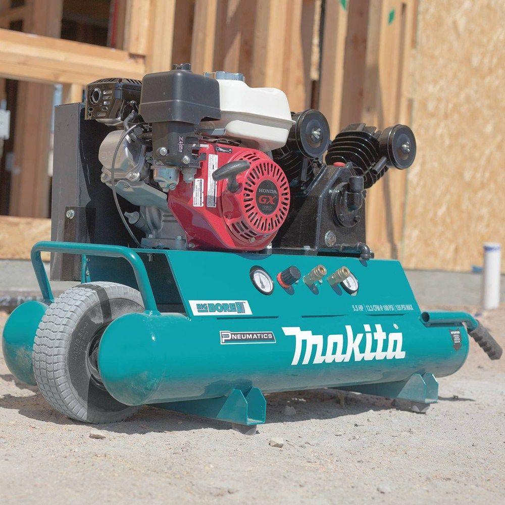 10 Gal. 5.5 HP Portable Gas-Powered Twin Stack Air Compressor - Super Arbor