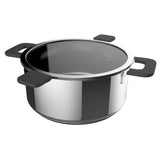 6-Piece Stainless Steel Inductive Pot Set with Straining and Hands-Free Glass Lids