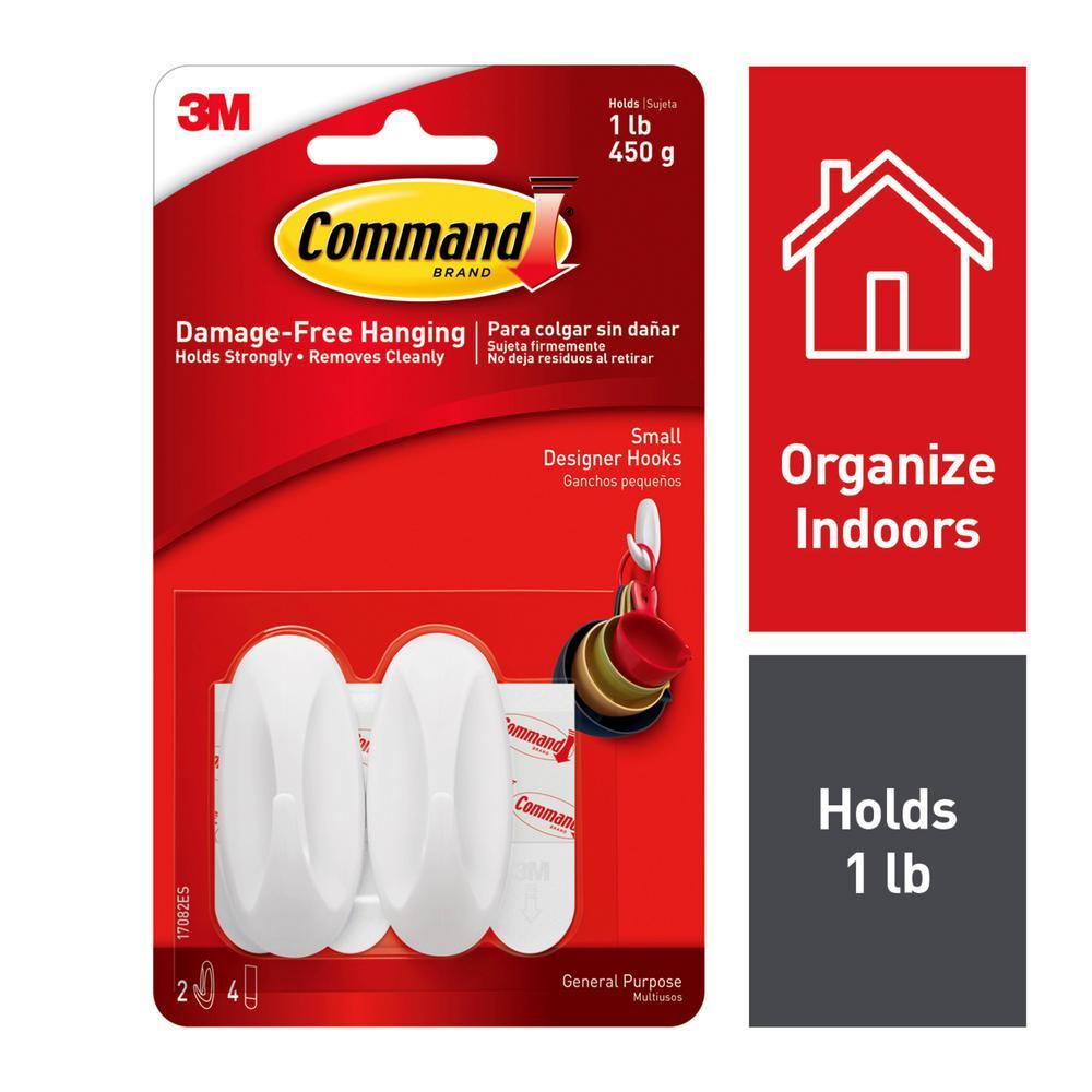 1 lb. 2 in. White Plastic Designer Hooks (2 Hooks, 4 Strips) - Super Arbor
