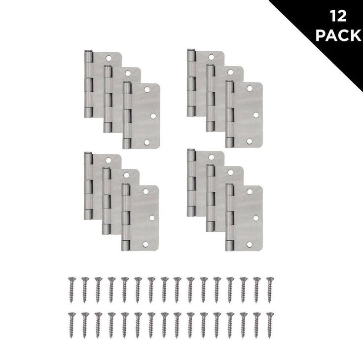 3-1/2 in. x 1/4 in. Radius Satin Nickel Door Hinge Value Pack (12-Pack)
