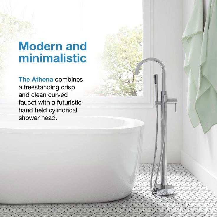 Athena Single-Handle Floor-Mounted Roman Tub Faucet with Hand Shower in Brushed Nickel