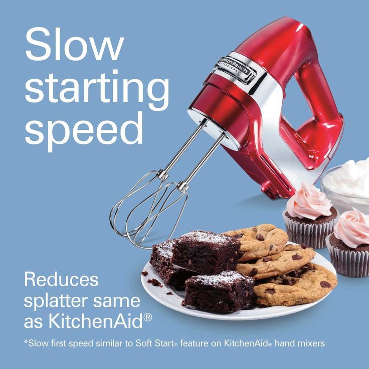 5-Speed Red and Chrome Hand Mixer with Stainless Steel Twisted Wire Beaters, Whisk, Dough Hooks and Snap-On Storage Case