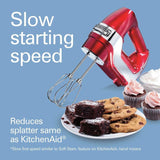 5-Speed Red and Chrome Hand Mixer with Stainless Steel Twisted Wire Beaters, Whisk, Dough Hooks and Snap-On Storage Case
