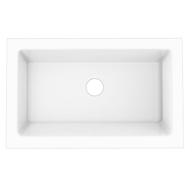 Elevate Quick-Fit Undermount Farmhouse Fireclay 33.85 Single Bowl Kitchen Sink in Crisp White