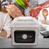 White Chamber Food Vacuum Sealer System - Commercial Electric Air Seal Preserver with Air Vac Bags (Stainless Steel)