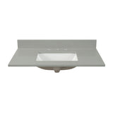 43 in. W x 22 in. D x 0.75 in. H Quartz Vanity Top in Earth Gray with White Basin - Super Arbor