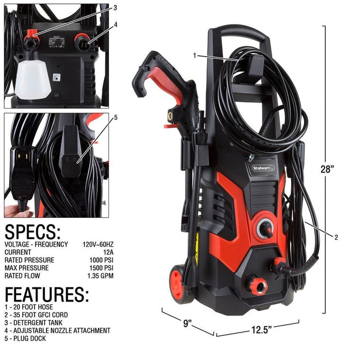 Stalwart 1500 PSI 1.35 GPM Electric Power Washer
