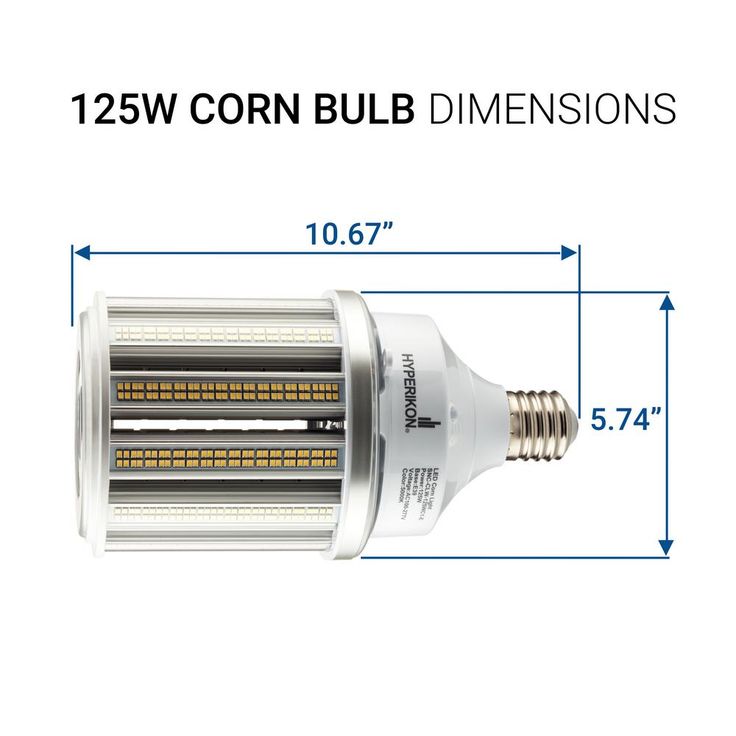 Hyperikon 125W LED Corn Bulb Street Light Bulbs COB (625W Equivalent) Large Mogul E39 Base Outdoor and Indoor Area Lighting