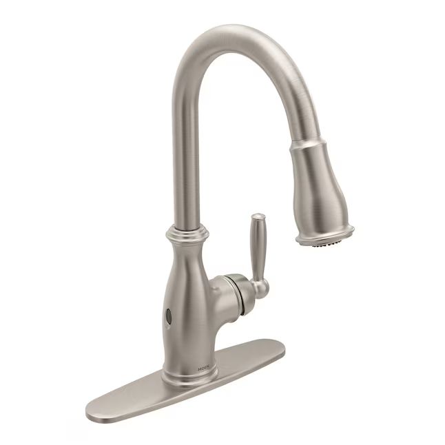 Moen Brantford Spot Resist Stainless 1-Handle Deck-Mount Pull-Down Touchless Kitchen Faucet (Deck Plate Included)
