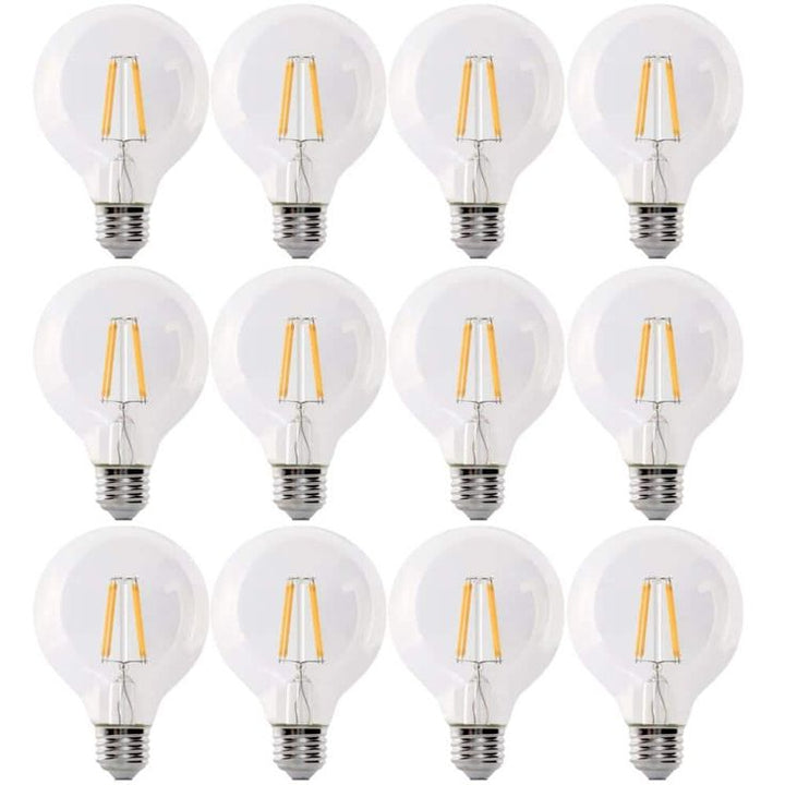 Feit Electric 60-Watt Equivalent G25 Dimmable Filament ENERGY STAR Clear Glass LED Light Bulb, Bright White 3000K (12-Pack)