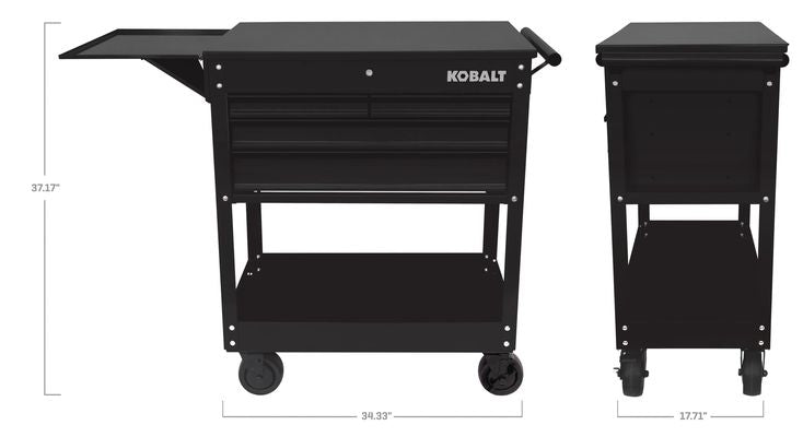 Kobalt 35-in W x 37.5-in H 4-Drawer Steel Rolling Tool Cabinet (Black)