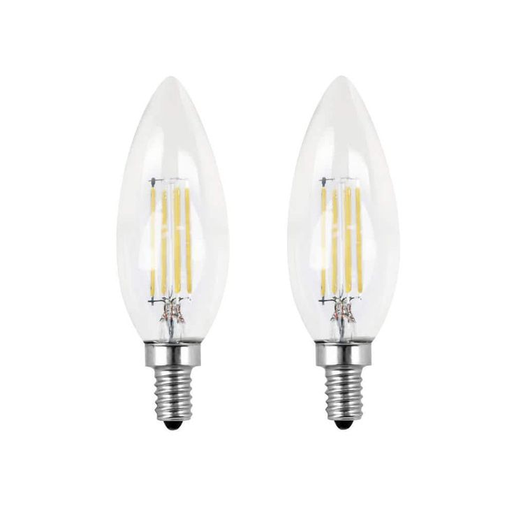 Feit Electric 60W Equivalent Daylight (5000K) B10 Candelabra Dimmable Filament LED Clear Glass Light Bulb (2-Pack)