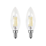 Feit Electric 60W Equivalent Daylight (5000K) B10 Candelabra Dimmable Filament LED Clear Glass Light Bulb (2-Pack)