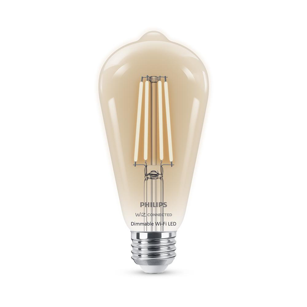 Soft White ST19 LED 40-Watt Equivalent Dimmable Smart Wi-Fi Wiz Connected Wireless Light Bulb (4-Pack) - Super Arbor