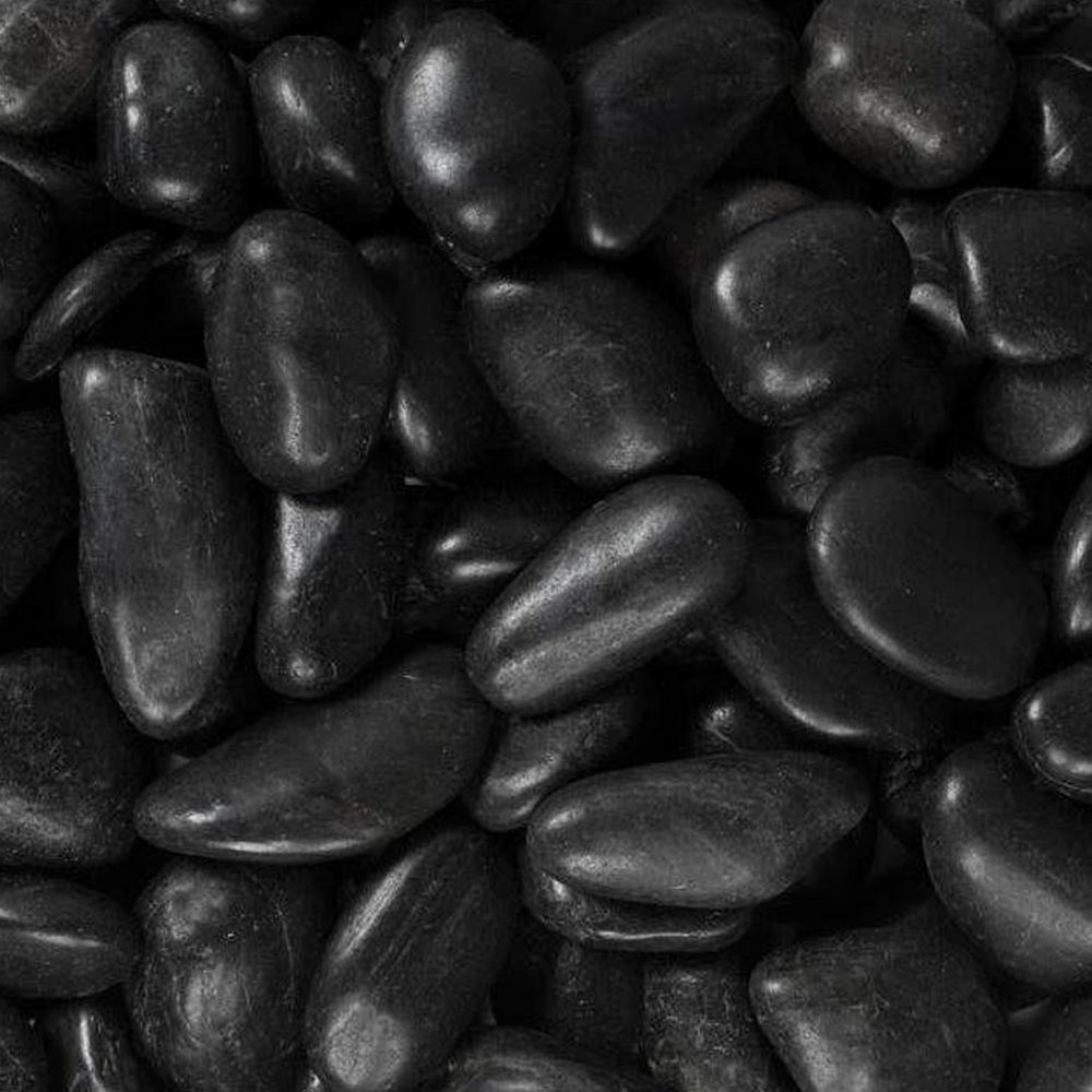 Rain Forest 0.5 in. to 1.5 in., 2200 lb. Small Black Grade A Polished Pebbles Super Sack - Super Arbor