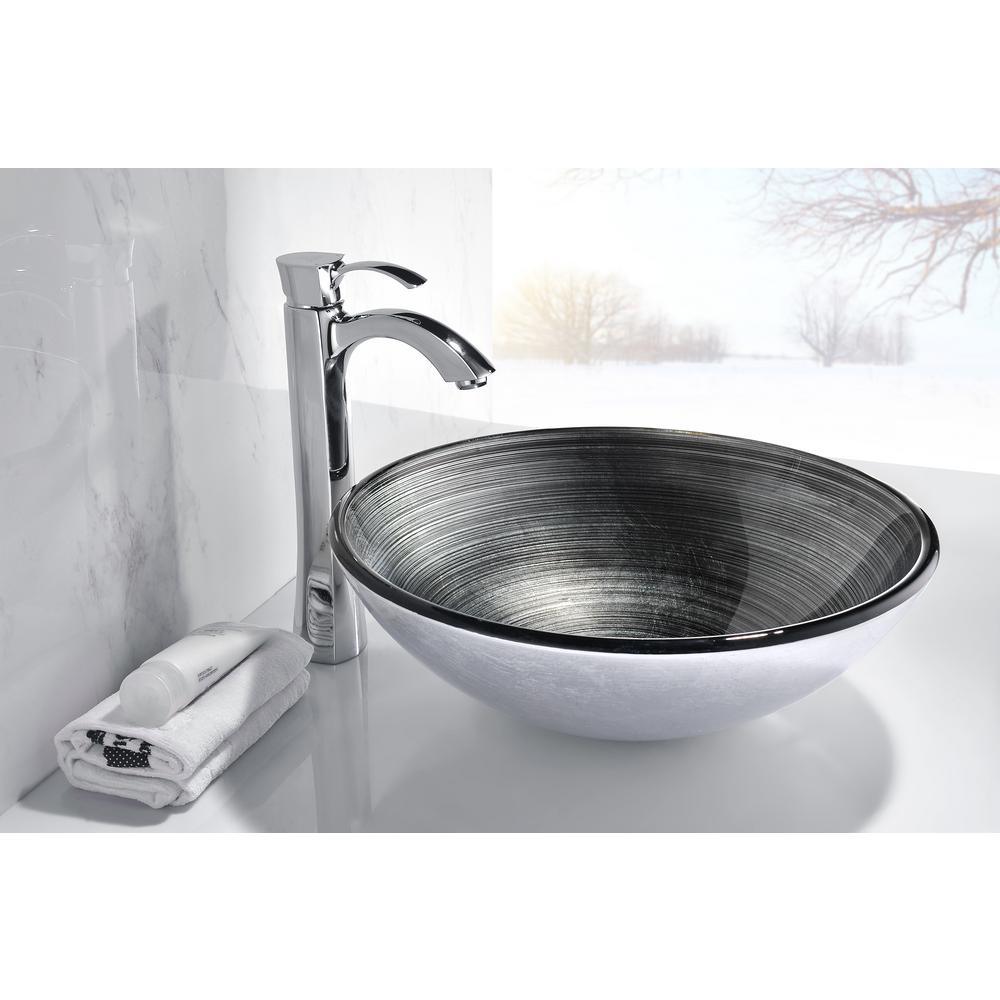 Tara Deco-Glass Vessel Sink in Precious Storm - Super Arbor