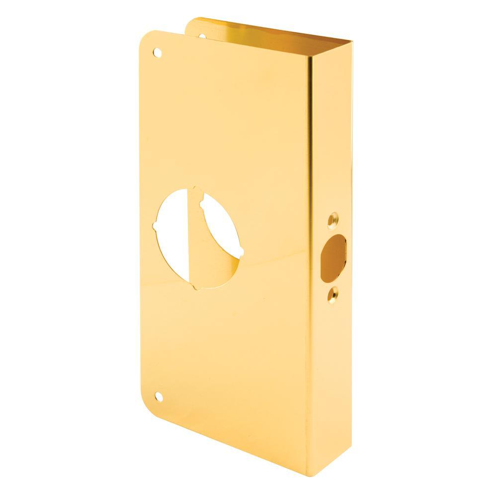 1-3/8 in. x 9 in. Thick Solid Brass Lock and Door Reinforcer, 2-1/8 in. Single Bore, 2-3/8 in. Backset - Super Arbor