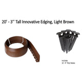 Valley View Industries 60 ft. L x 2 in. W x 3 in. H Light Brown Tall Resin Innovative Edge No Dig Edging with 9 in. Poly Stakes (30-Quantity) - Super Arbor