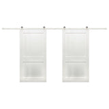 48 in. x 80 in. Bi-Part Shaker 2-Panel Solid Core Primed Pine Wood Sliding Barn Door with Bronze Hardware Kit - Super Arbor