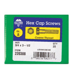 Hillman 3/4 in. Diameter x 3-1/2 in. Length Grade 8 Heat-Treated Steel Hex Head Cap Screws, Coarse Thread, 20-Pack