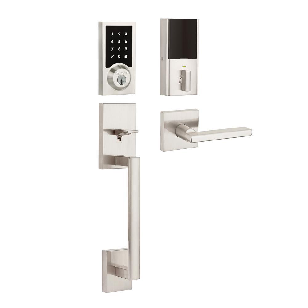 SmartCode 915 Contemporary Venetian Bronze Electronic Deadbolt with San Clemente Handle Set and Halifax Interior Lever - Super Arbor