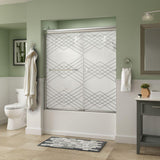 Everly 60 in. x 58-1/8 in. Traditional Semi-Frameless Sliding Bathtub Door in Nickel and 1/4 in. (6mm) Mozaic Glass - Super Arbor