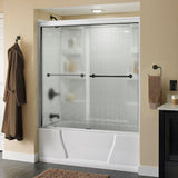 Lyndall 60 in. x 58-1/8 in. Semi-Frameless Traditional Sliding Bathtub Door in Nickel with Tranquility Glass - Super Arbor