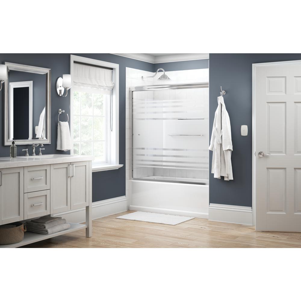 Simplicity 60 in. x 58-1/8 in. Semi-Frameless Traditional Sliding Bathtub Door in Chrome with Transition Glass - Super Arbor