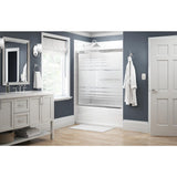 Simplicity 60 in. x 58-1/8 in. Semi-Frameless Traditional Sliding Bathtub Door in Chrome with Transition Glass - Super Arbor