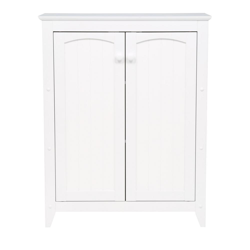 28-1/2 in. W x 36 in. H x 12-1/2 in. D Wood Bathroom Linen Storage Floor Cabinet in White - Super Arbor