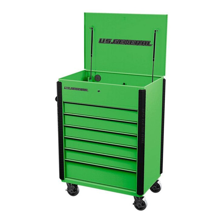 U.S. GENERAL 34 in. x 23 in., 6-Drawer, Full-Bank Service Cart, Green