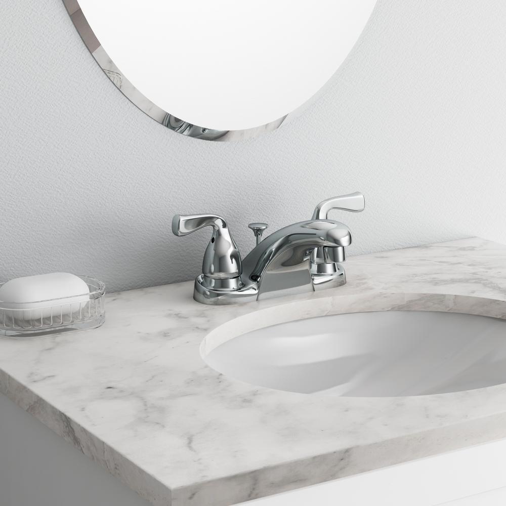 Foundations 4 in. Centerset 2-Handle Bathroom Faucet in Chrome - Super Arbor