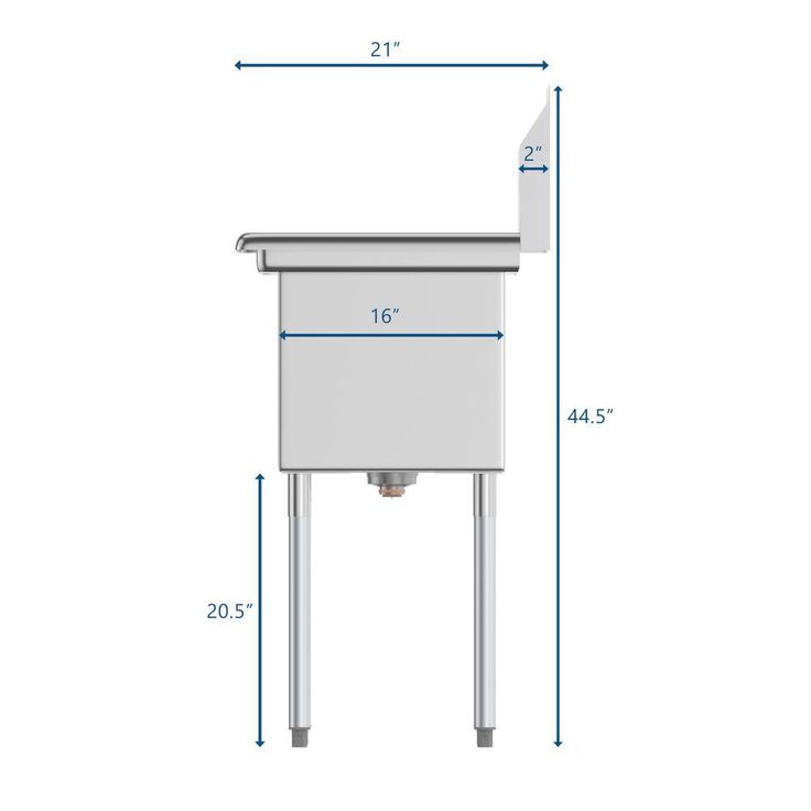 Freestanding Stainless Steel 33 in. 2-Hole Single Bowl Commercial Kitchen Sink with Left Side Drainboard