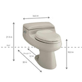 San Raphael Comfort Height 1-piece 1 GPF Single Flush Elongated Toilet in Sandbar, Seat Included - Super Arbor