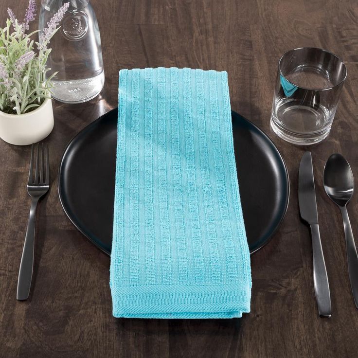 Multi-Color Kitchen Icon Design Chic Pattern Weave Cotton Kitchen Towel Set (8-Pieces)