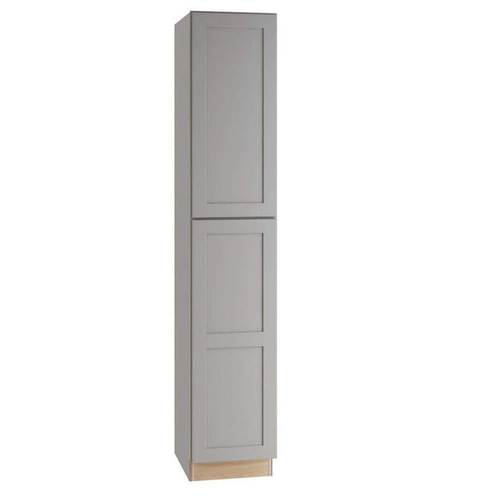 Home Decorators Collection Newport 18 in. W x 24 in. D x 90 in. H Assembled Plywood Pantry Kitchen Cabinet in Pearl Gray with 4ROT Soft Close LH