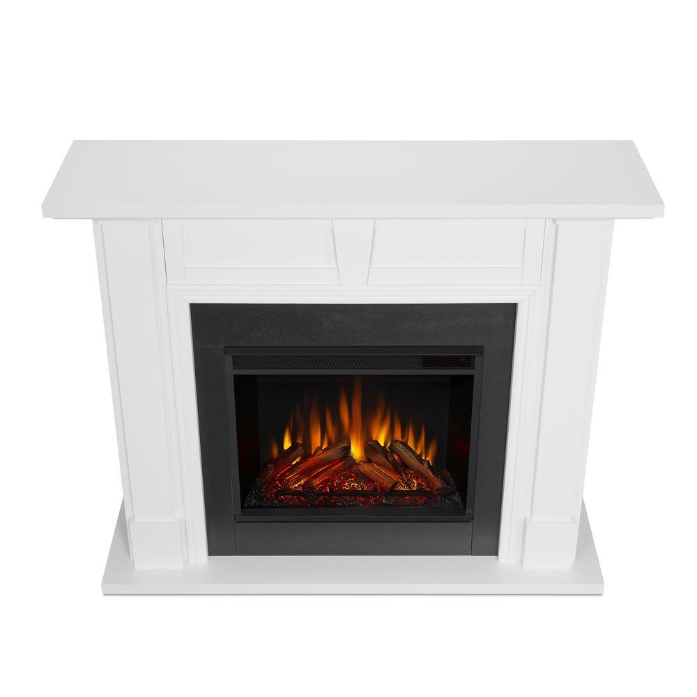 Granby 50 in. Freestanding Electric Fireplace in White - Super Arbor
