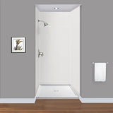 Expressions 48 in. x 48 in. x 96 in. 4-Piece Easy Up Adhesive Alcove Shower Wall Surround in Bianca - Super Arbor